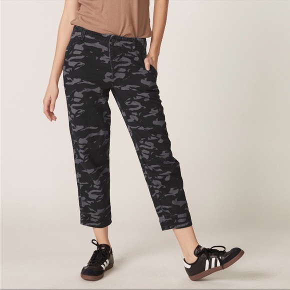 Monrow • two tone camo high waisted military pant in vintage black sz 29 - Picture 2 of 8
